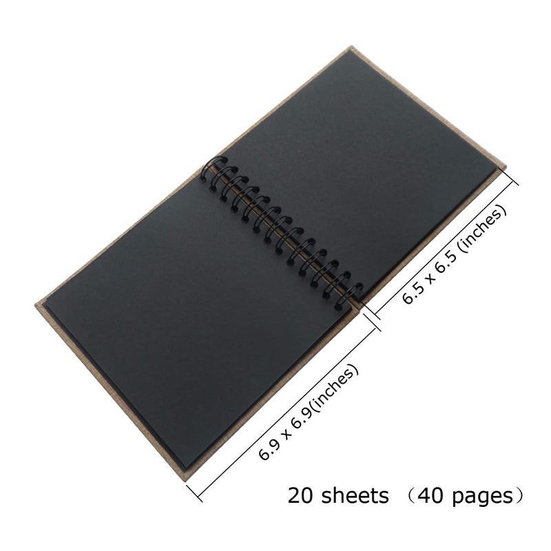 Enyuwlcm Linen Hardcover Small Scrapbook with Black Pages 4 x 6 Handmade Photo Album DIY Album Book Suitable for School Kids Boy 40 Pages Coffee - Image 3